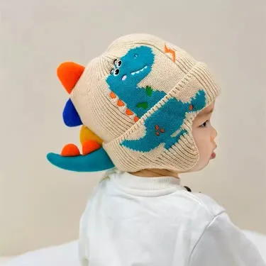 Dino Knit Winter Cap – Warm & Adorable Dinosaur Hat for Babies